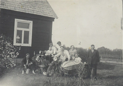 Group of people and motor bikes